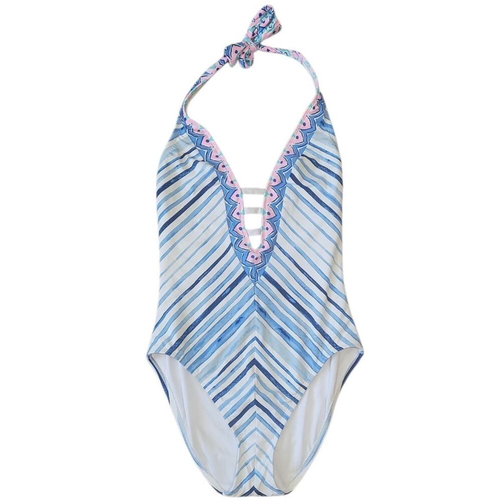 Lilly Pulitzer Loraline One Piece Swimsuit 6 Seaside Vibes Stripe EUC - Picture 2 of 14